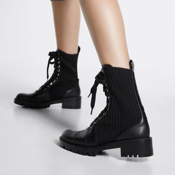 NEW Zara COMBAT MOTO BOOTS - Picture 1 of 12